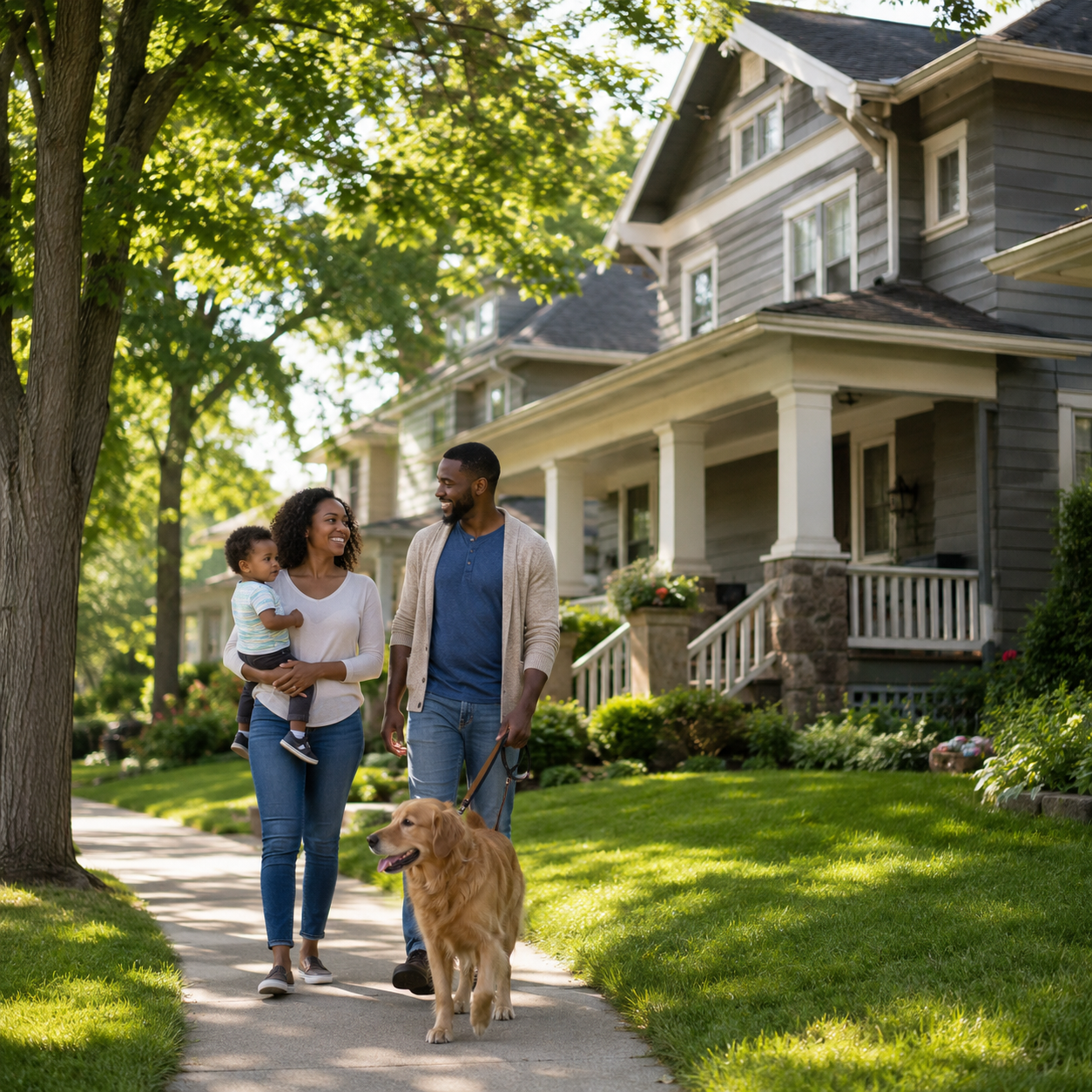 Twin Cities suburban neighborhood in early summer with green lawns and mature trees representing the Minneapolis St Paul housing market in June 2026.